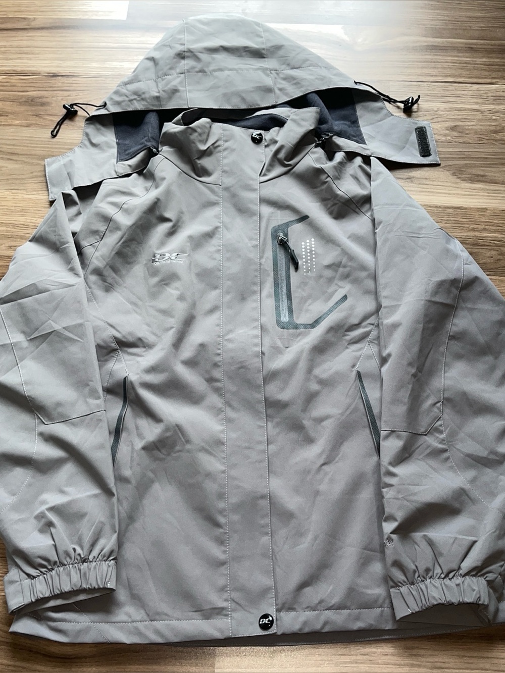 Diamond Candy Women Rain Jacket Small Grey Waterproof Hooded Fleece Lined Coat